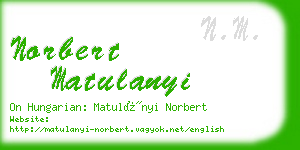 norbert matulanyi business card